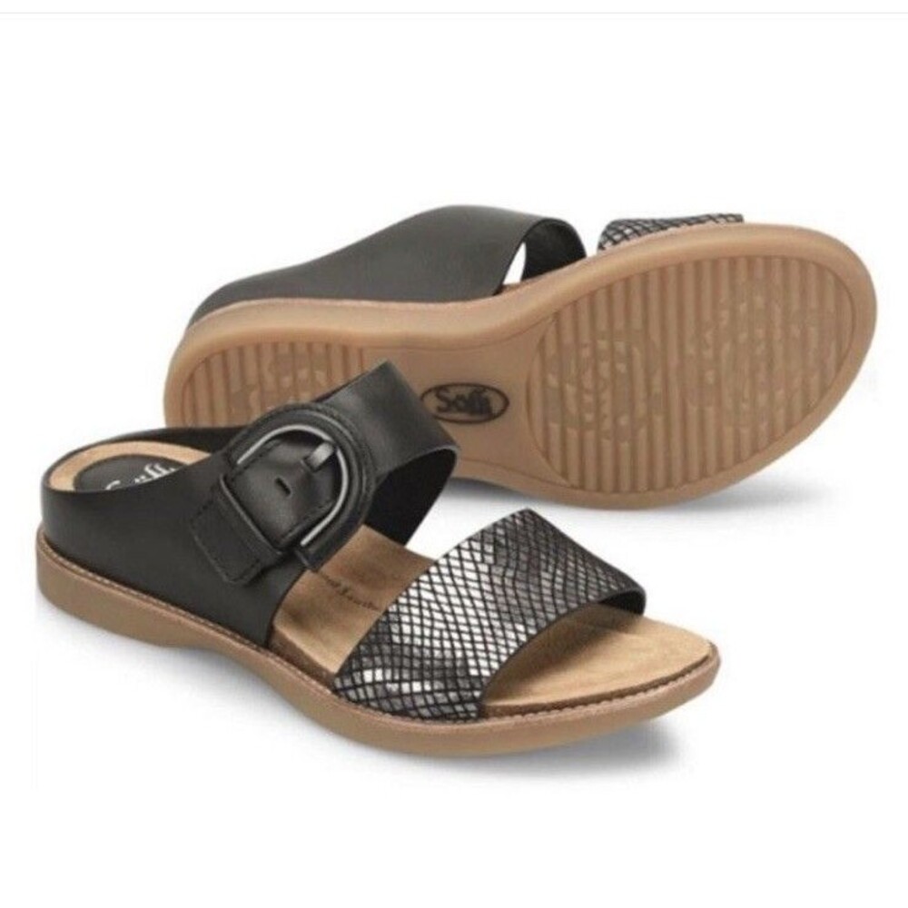 Sofft Womens Leather Doubke Strap Buckle Cushioned Sandals Size 6.5 M